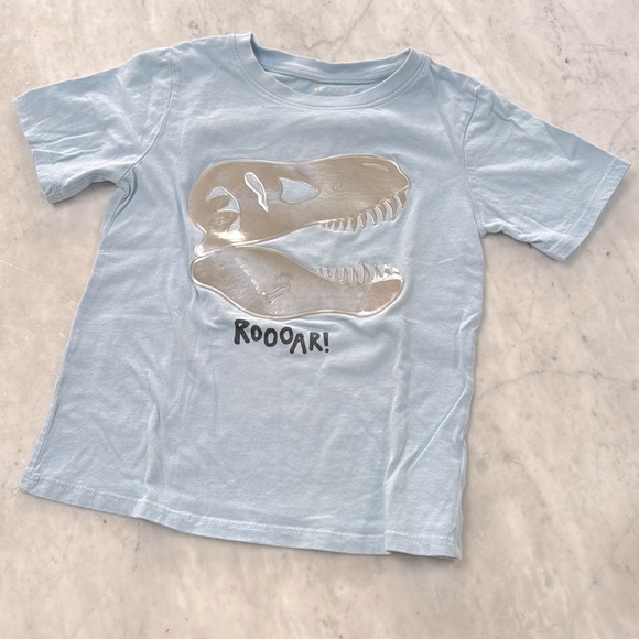 H&M Kids Light Blue Roooar Cotton SS Tee with Dinosaur Decoration - Picture 3 of 7